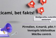 Bibliotēka aicina seniorus uz medijpratības nodarbībām